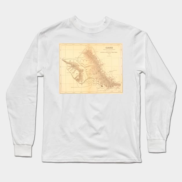 Vintage Map of Oahu Hawaii (1901) Long Sleeve T-Shirt by Bravuramedia